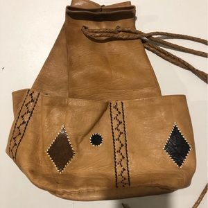 Handmade Leather Drawstring Backpack